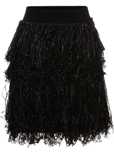 Jw Anderson Fringe-detailed Mini Skirt In Black