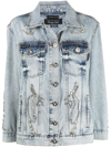 Philipp Plein Oversized Crystal-embellished Denim Jacket In Blau