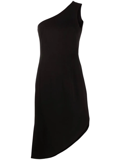 Mm6 Maison Margiela Black Single Shoulder Techno Dress In 900 Black