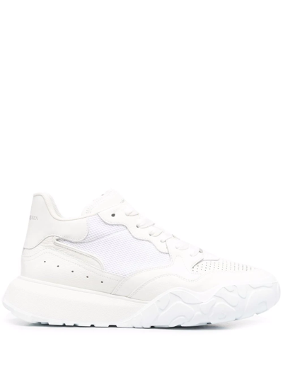 Alexander Mcqueen Perforated High Top Sneakers In White