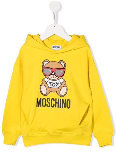 Moschino Teen Teddy Bear Motif Hoodie In Yellow
