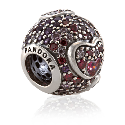 Pandora Sterling Silver Asymmetrical Sparkling Hearts Pave Charm In Multicolor