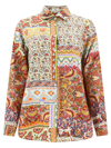 Etro `patchwork` Printed Shirt In Beige
