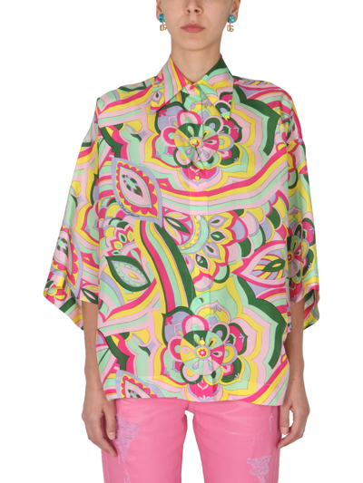 Dolce & Gabbana Camicia In Seta Stampa Anni 60 In Multicolour