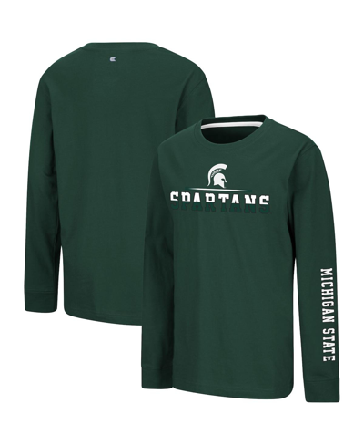 Colosseum Boys Youth  Green Michigan State Spartans Two-hit Long Sleeve T-shirt