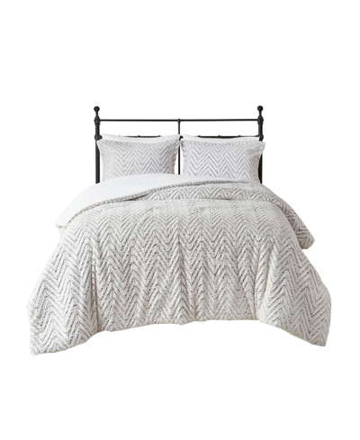 Madison Park Adelyn Faux Fur 3-pc. Duvet Cover Set, King In Ivory