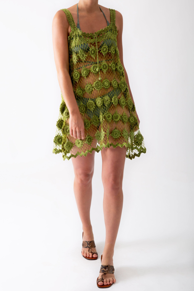 Miguelina Vana Filet Lace Coverup In Green