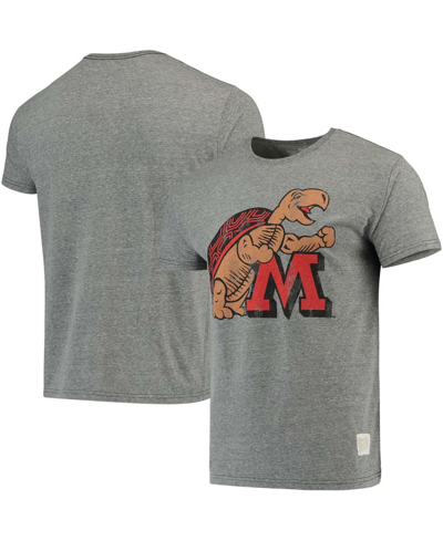 Retro Brand Men's Original  Heathered Gray Maryland Terrapins Vintage-like Logo Tri-blend T-shirt