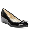Bandolino Tad Womens Padded Insole Round Toe Wedge Heels In Black Patent