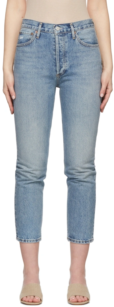 Agolde Riley Cropped Straight Jeans In Blue