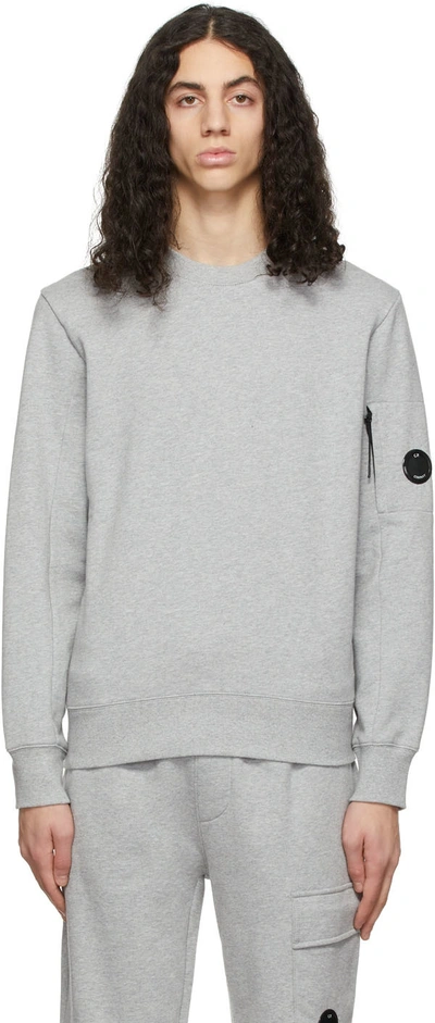 C.p. Company C.p Company Arm Lens Diagonal Raised Fleece Sweatshirt Griffin Grey In Grey
