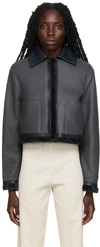 Jil Sander Shearling-trimmed Leather Jacket In 017 Charcoal