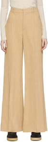 Chloé Wide-leg Pleated Linen-voile Trousers In Beige