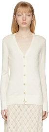 Chloé Scallop-cuff Wool Cardigan In 107 Iconic Milk