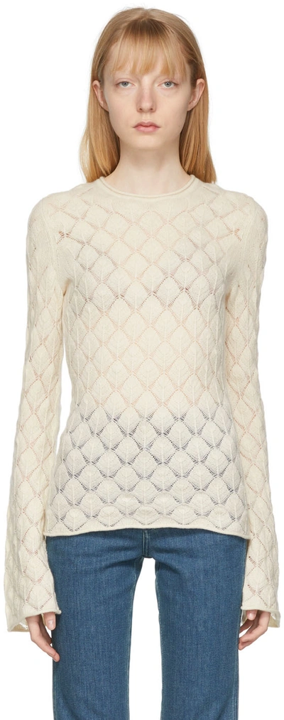 Chloé White Shell-trim Knitted Jumper