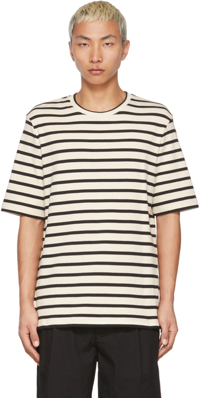 Jil Sander Horizontal-stripe Crew Neck T-shirt In Cream