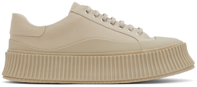 Jil Sander Beige Canvas Platform Sneakers