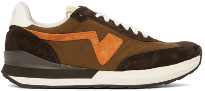 Visvim Fkt Runner Suede And Leather-trimmed Nylon-blend Sneakers In Brown/orange