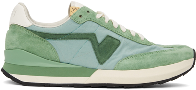 Visvim Fkt Runner Suede And Leather-trimmed Nylon-blend Trainers In Green