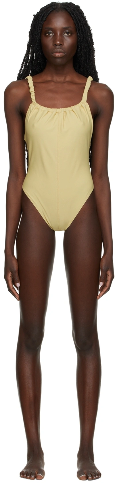 Diotima Yellow Matte Ruch One-piece Swimsuits In Gold