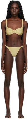 Diotima Yellow Matte Ruch Bikini In Gold