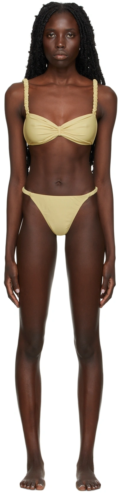 Diotima Yellow Matte Ruch Bikini In Gold