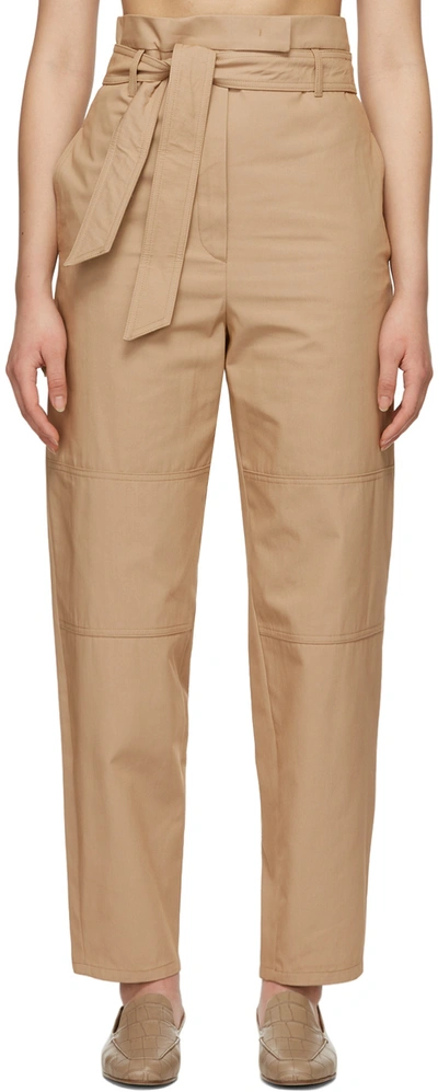 Max Mara Canossa Belted Paperbag-waist Cargo Pants In Brown