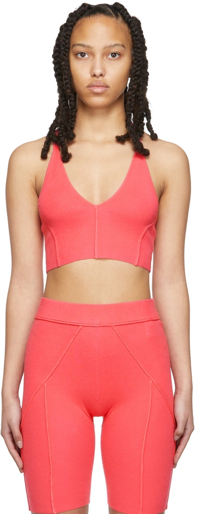 Helmut Lang Pink Ribbed Bra In Rose - Tmr