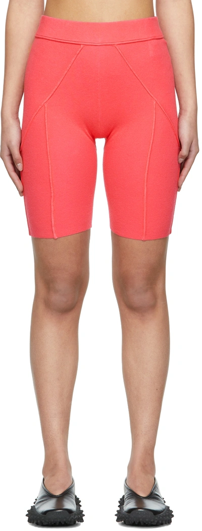 Helmut Lang Pink Ribbed Bike Shorts In Rose - Tmr