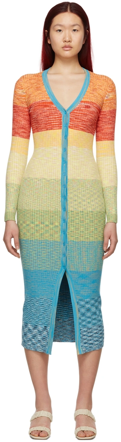 Staud Shoko Rainbow Compact-rib Sweater Dress In Rainbow Multi