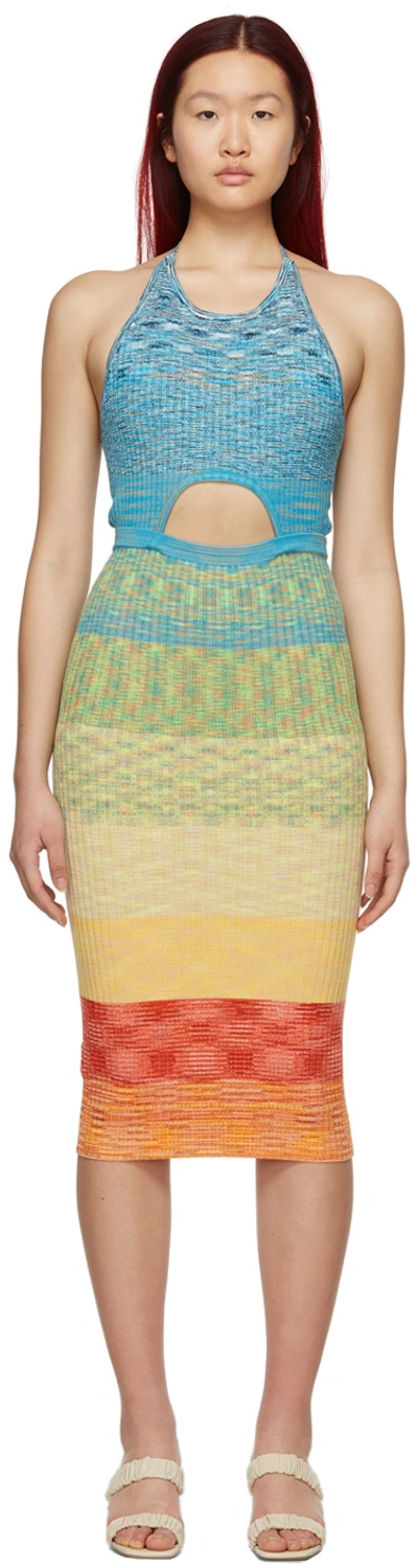 Staud Edesia Cutout Space-dyed Ribbed-knit Dress In Multi