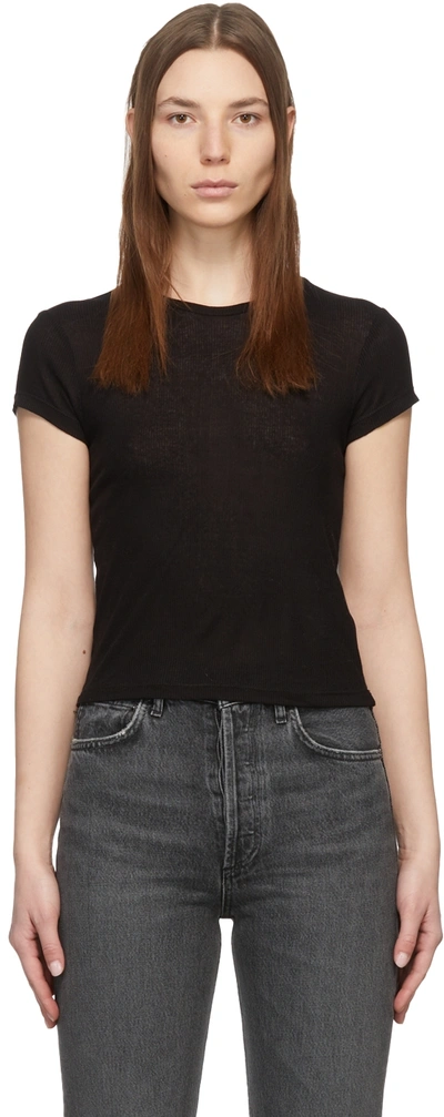 Agolde Short-sleeved Cotton T-shirt In Black