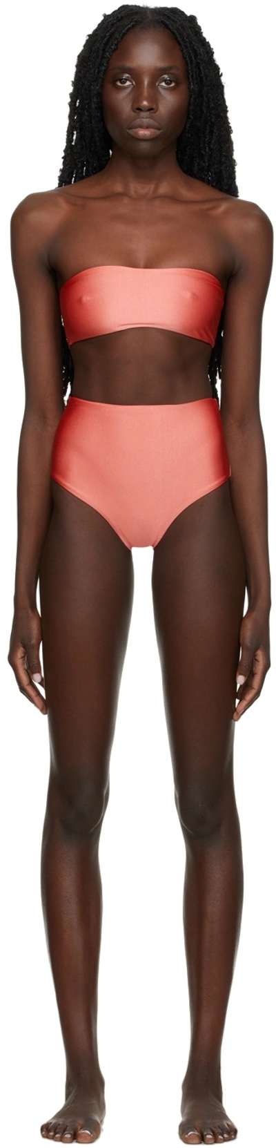 Jade Swim Pink All Around/bound Bikini In Coral Sheen