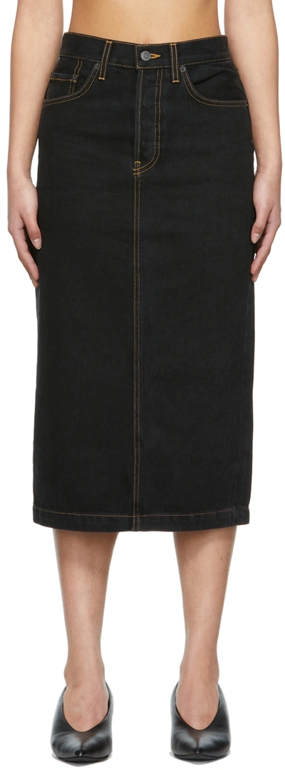 Wardrobe.nyc High-waisted Denim Pencil Skirt In Schwarz