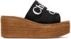 CHLOÉ BLACK WOODY WEDGE HEELED SANDALS