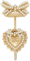 DOLCE & GABBANA GOLD SACRED HEART 'DG' CROSSED LOGO FINGER RING