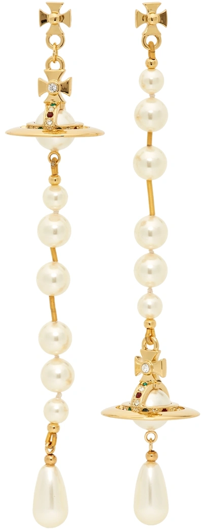 Vivienne Westwood Gold Broken Pearl Earrings In Gold-tone