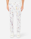 Dolce & Gabbana White Skinny Jeans With Color Splash Print In Multicolor