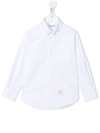 Thom Browne Logo-tag Cotton Shirt In White
