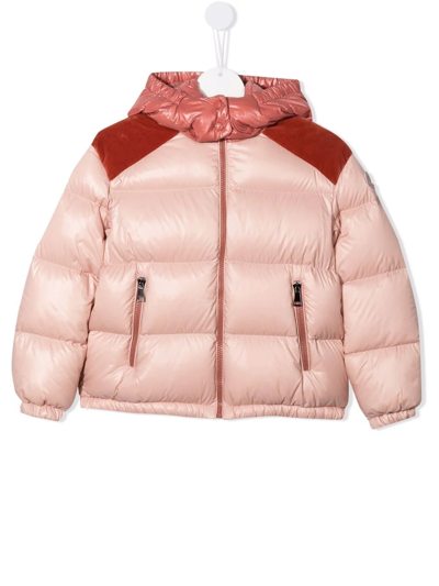 Moncler Kids' Colourblock Logo Padded Jacket In Pink