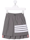 Thom Browne Grey 4-bar Pleated Ripstop Skirt In Grey