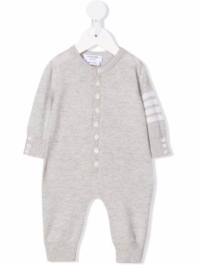 Thom Browne Babies' 条纹连体衣 In Grey