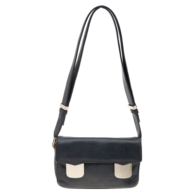 Pre-owned Valentino Garavani Black Leather Flap Shoulder Bag