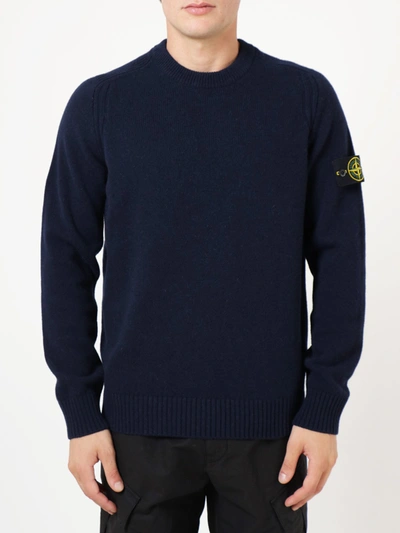 Stone Island Cotton Blend Crew-neck Jumper In Blue