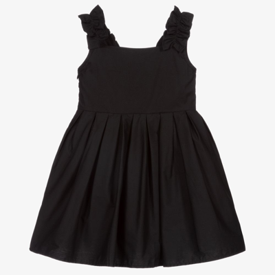 The Tiny Universe Kids' Girls Black Cotton Poplin Dress