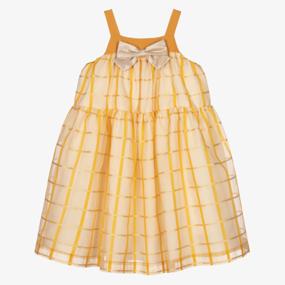 Hucklebones London Kids' Girls Yellow Organza Check Dress
