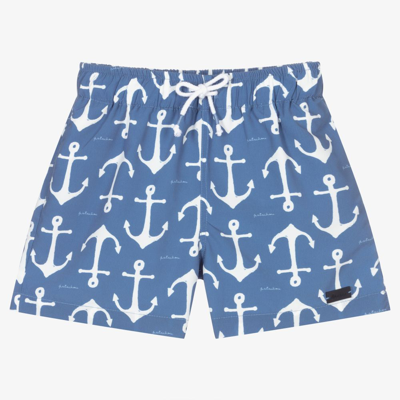 Patachou Kids' All-over Anchor-print Swim Shorts In Blue