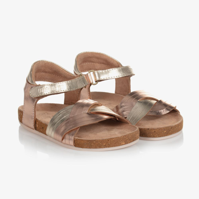 Carr Ment Beau Babies' Girls Gold & Pink Leather Sandals