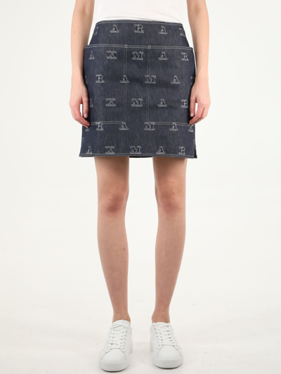 Max Mara Jacquard Denim Skirt In Blue