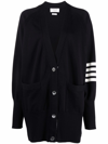 Thom Browne Navy Cotton Jersey Exaggerated Fit 4-bar Cardigan In Blue